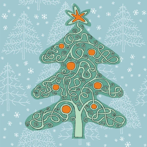 Árbol de Navidad forma laberinto juego — Vector de stock