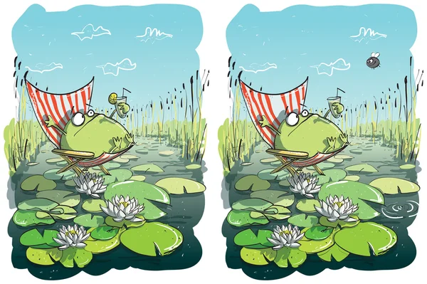 Funny Frog Différences Jeu visuel — Image vectorielle