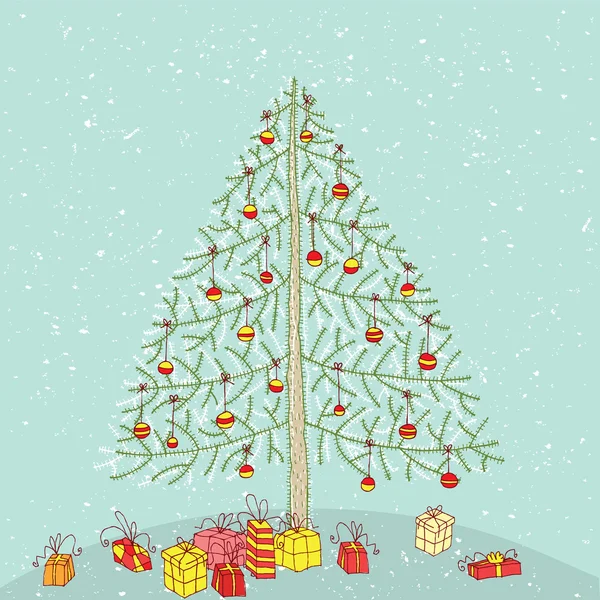 Grunge-Weihnachtsbaum nein. 2 — Stockvektor