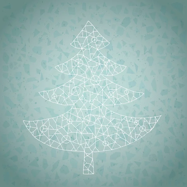 Grunge kant kerstboom wenskaart — Stockvector