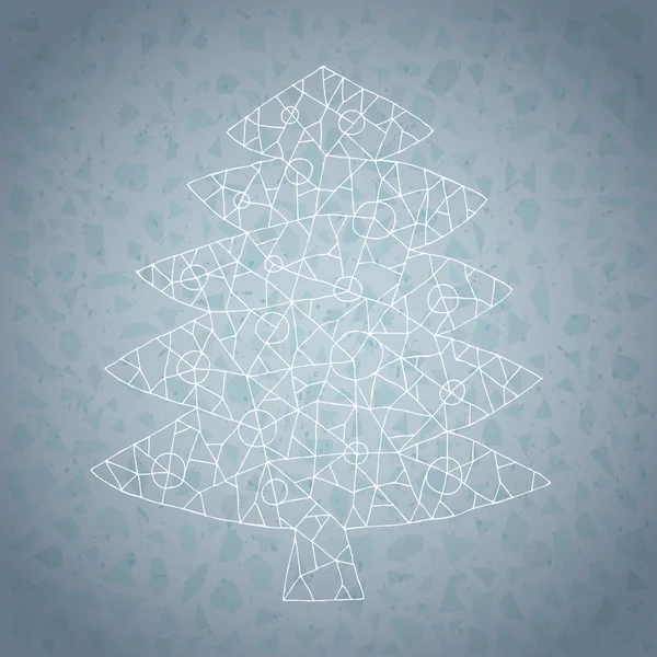 Grunge Lace Christmas Tree Greeting Card — Stock Vector