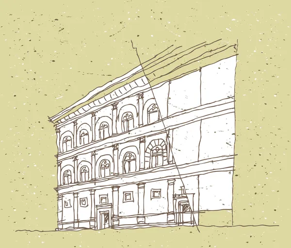 イタリアにおける歴史的建造物のスケッチ — ストックベクタ