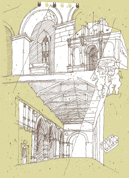 Sketching Historical Architecture in Italy - Stok Vektor