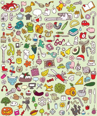 büyük doodle simgeler kümesi
