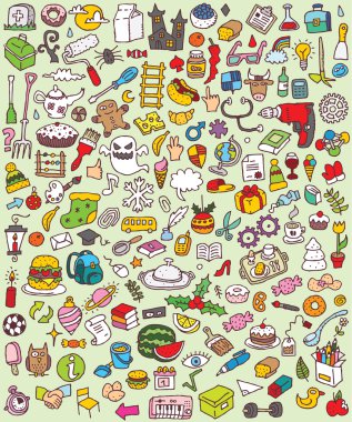 büyük doodle simgeler kümesi