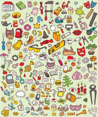 büyük doodle simgeler kümesi