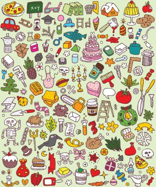 büyük doodle simgeler kümesi