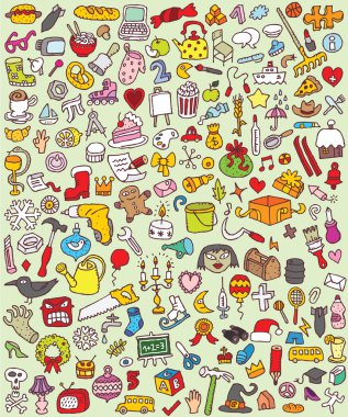 büyük doodle simgeler kümesi
