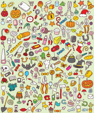 büyük doodle simgeler kümesi