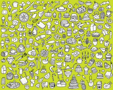 siyah beyaz büyük gıda ve mutfak simgeler koleksiyonu