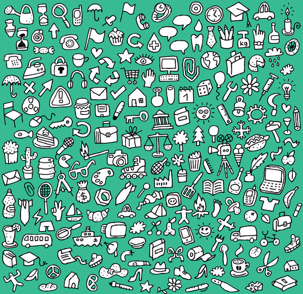 XXL Doodle Icons Set in black and white