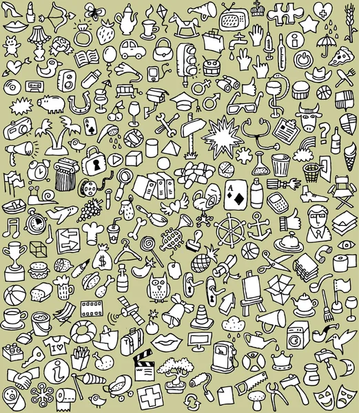 XXL Doodle Icons Set in bianco e nero — Vettoriale Stock