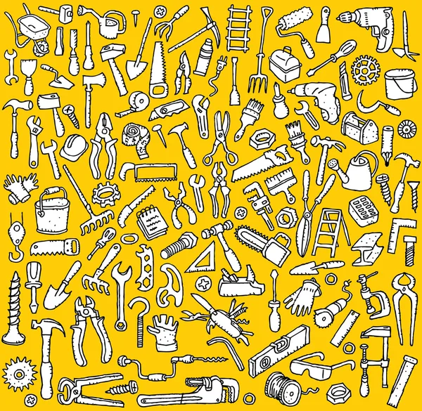 Big Tools Icons Collection in black and white — Stock Vector