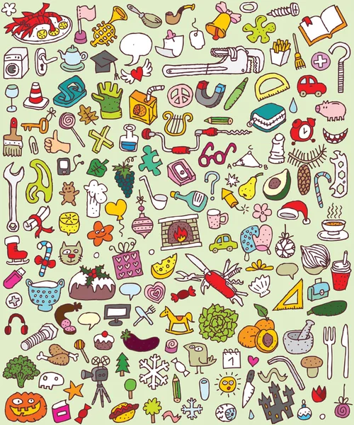 Conjunto de iconos de Doodle grande — Archivo Imágenes Vectoriales