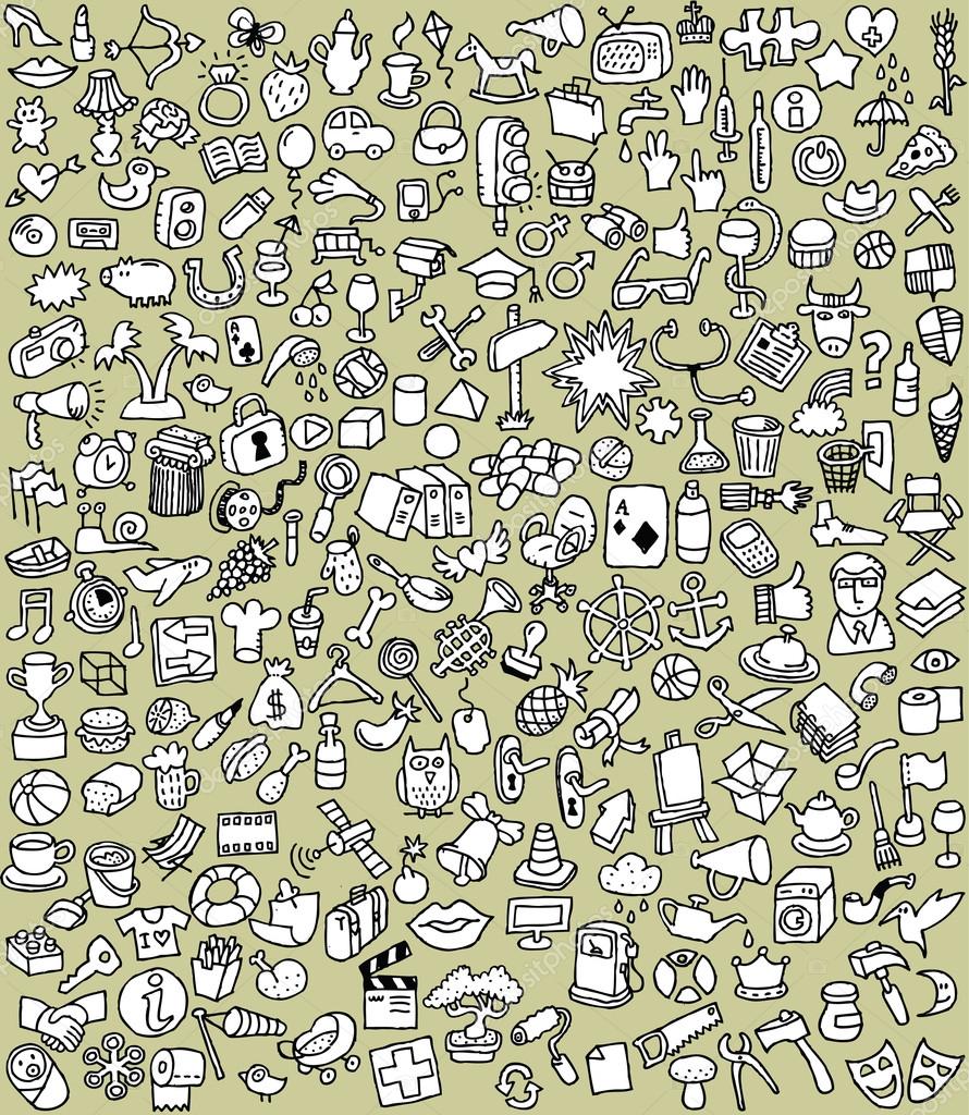 XXL Doodle Icons Set in black and white