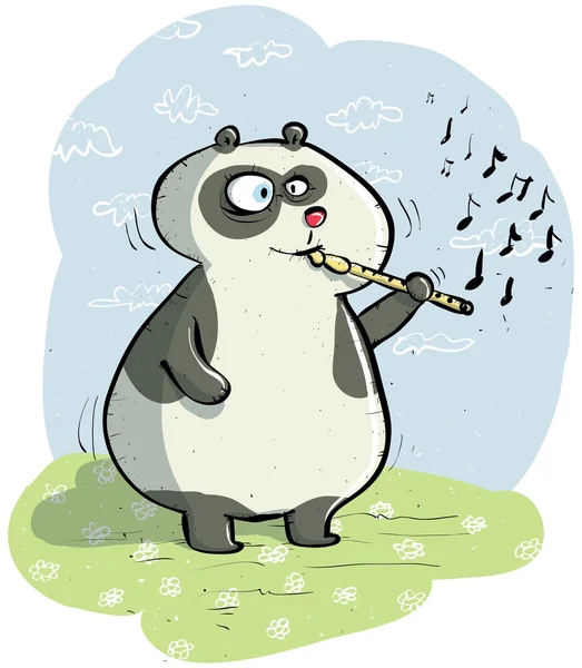 Panda con Flauta — Vector de stock