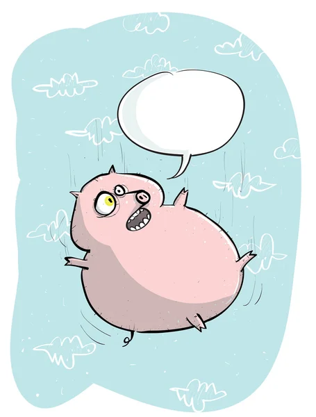 Funny Flying Pig with Speech Bubble — Stock Vector