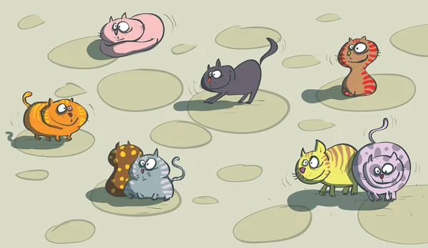 Кошки на полу — стоковый вектор