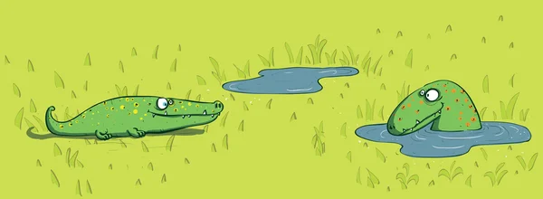 Crocodili și apă — Vector de stoc