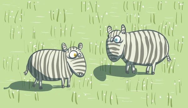 Zebras in der Savanne — Stockvektor