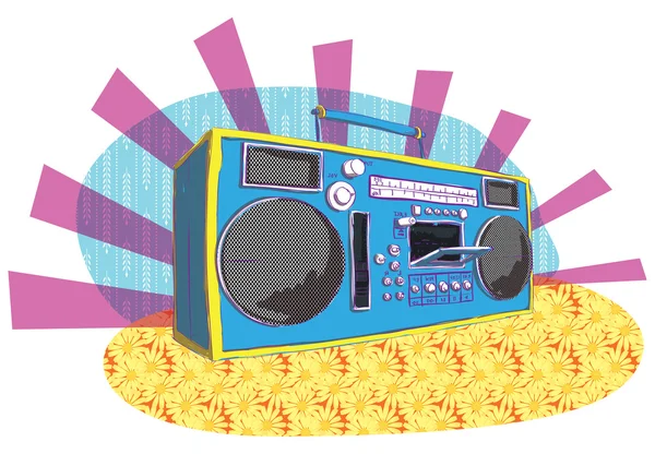 Retro Boom-box de forma pop-art —  Vetores de Stock