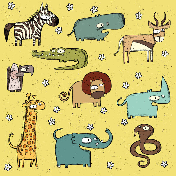 Grunge African Animals Collection No. 2