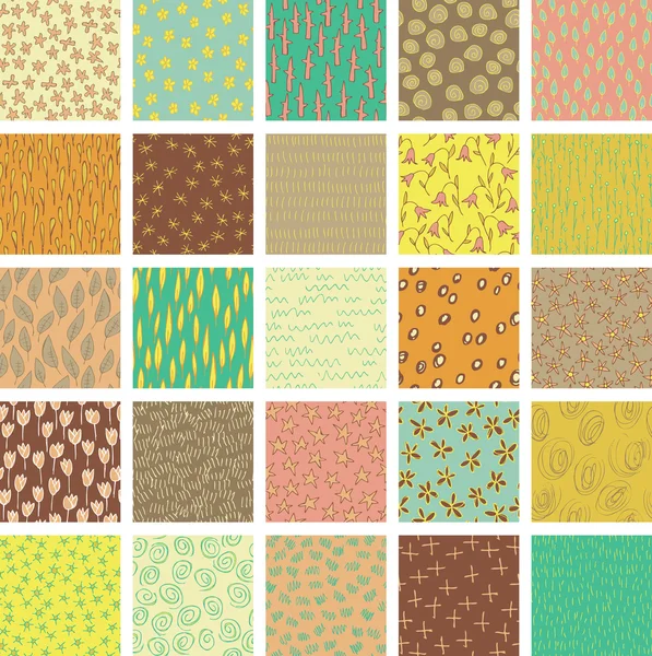 Set of 25 Different Seamless Patterns — Stock Vector