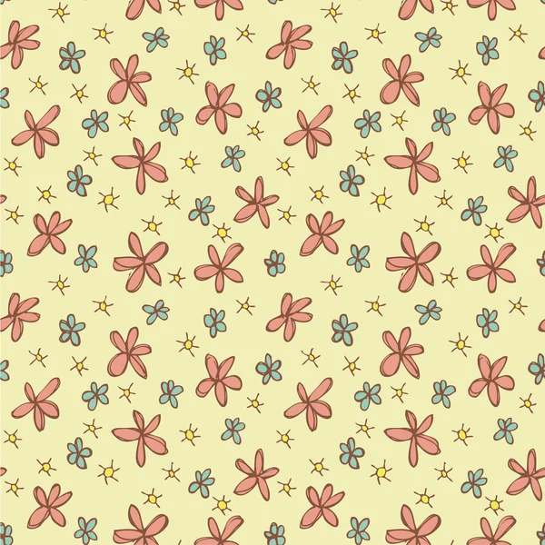 異なった花のシームレスなパターン — ストックベクタ