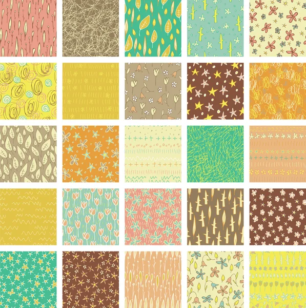 Set of 25 Different Seamless Patterns — Stock Vector