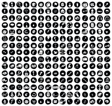 Her durum için 225 doodled simgeler koleksiyonu