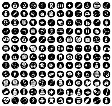 144 sağlık ve tıp topluluğu doodled simgeler
