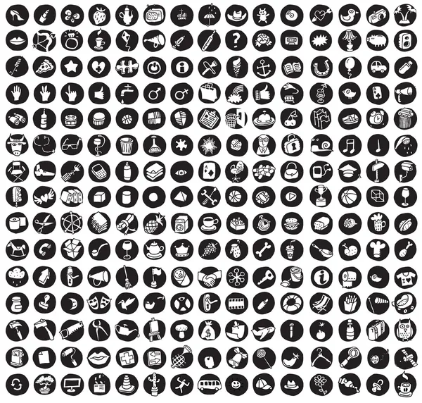 Collection of 225 doodled icons for every occasion — Stock Vector
