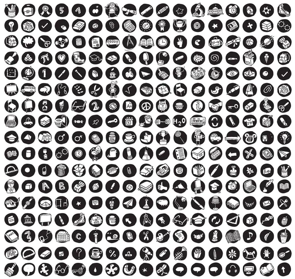 Collectie van 289 school en onderwijs doodled pictogrammen — Stockvector
