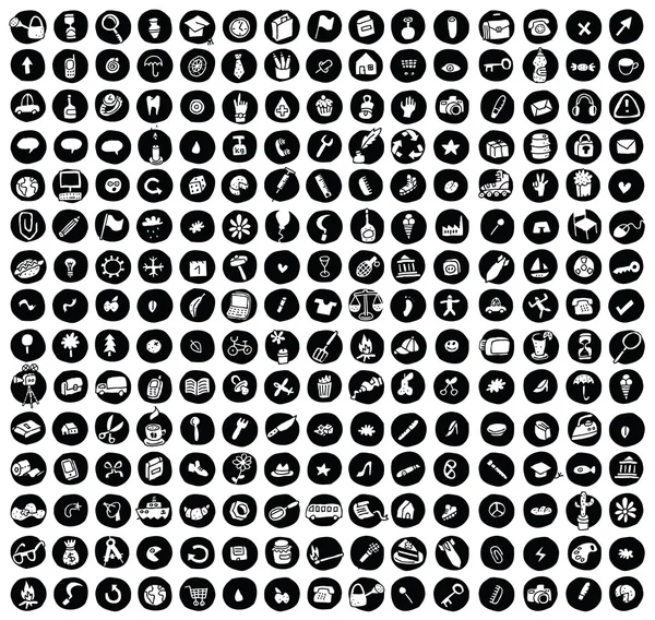 Collection of 225 doodled icons for every ocasion — Stock Vector