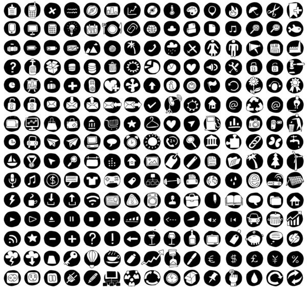Collection of 225 web and mobile doodled icons — Stock Vector