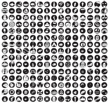 225 yaz ve tatil koleksiyon simgeler doodled
