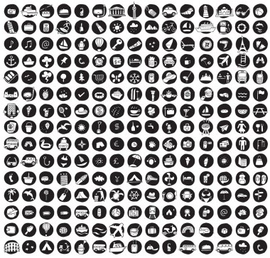 225 seyahat ve Turizm koleksiyon simgeler doodled
