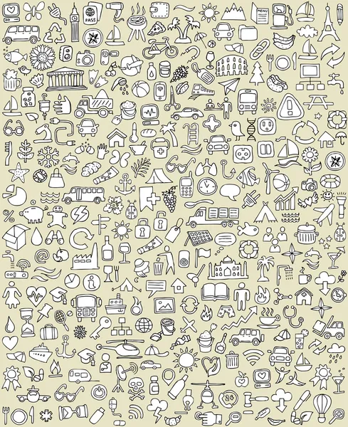 XXL Conjunto de iconos de Doodle Nº 1 — Vector de stock