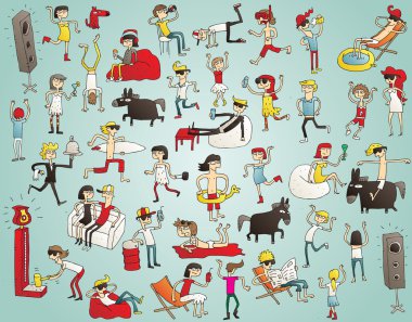 Collection of young people having fun (isolated) clipart
