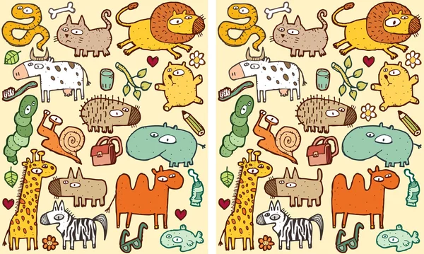 Animales diferencias Juego visual — Vector de stock