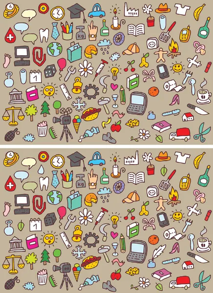 Iconos diferencias Juego Visual — Vector de stock