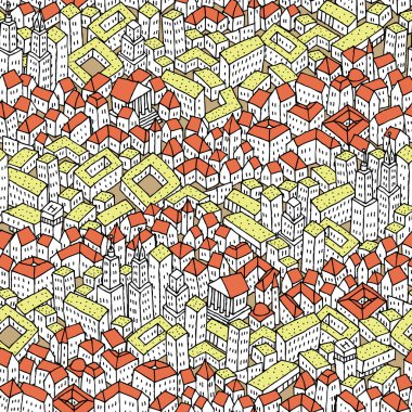 Doodle şehir seamless modeli