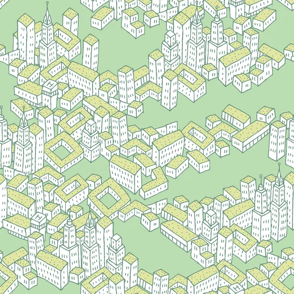 Moderne Green City motif sans couture — Image vectorielle