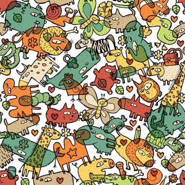 Animals and Objects Seamless Pattern clipart