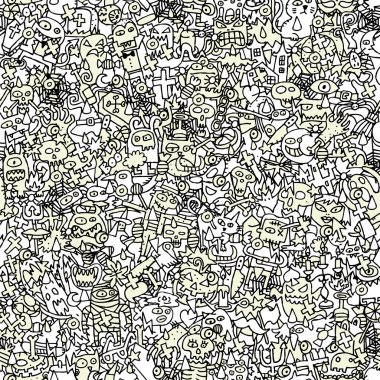 Cadılar Bayramı seamless modeli siyah beyaz 