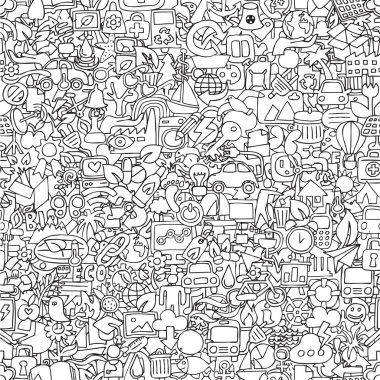 Ecology seamless pattern in black and white clipart