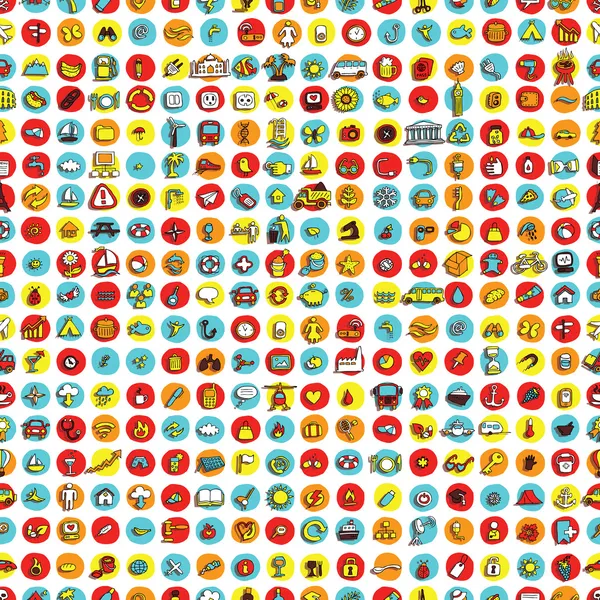 Icons and circles seamless pattern — Stock Vector