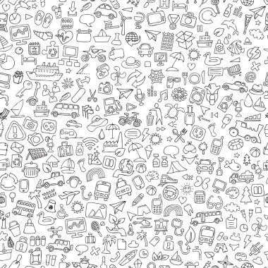 Symbols seamless pattern in black and white clipart