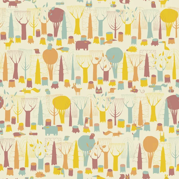 Woodland Animals seamless pattern — Stock Vector