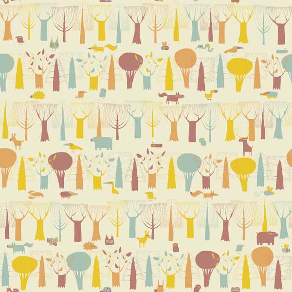 Woodland Animals seamless pattern 